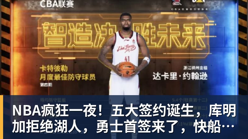 米兰体育NBA疯狂一夜！五大签约诞生，库明加拒绝湖人，勇士首签来了，快船亏大了